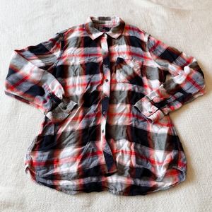 GAP Plaid Button Up Flannel Shirt Blue + Red  - Medium